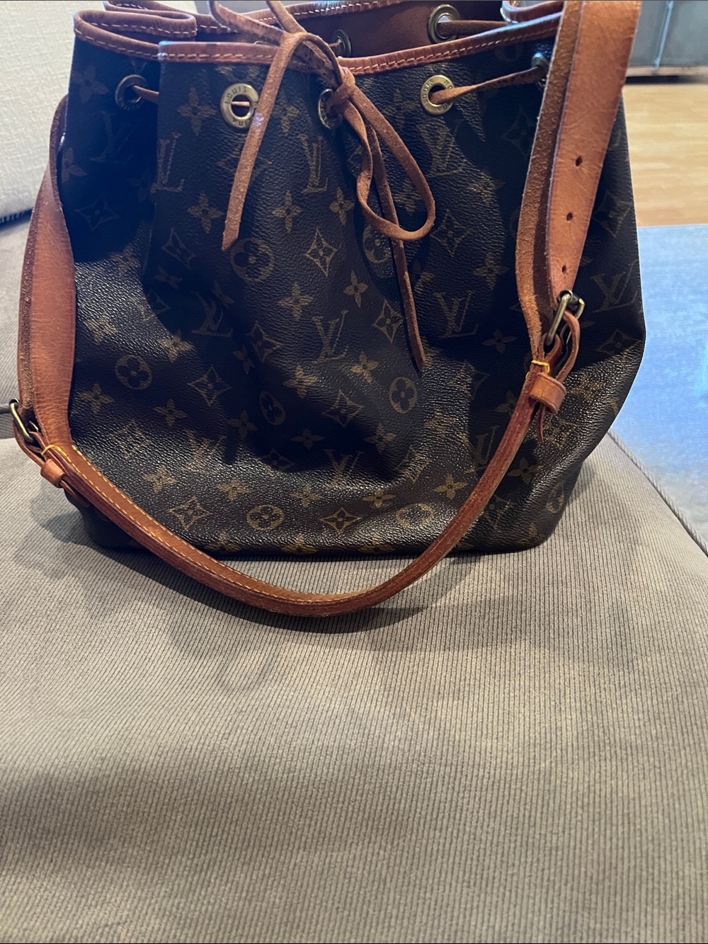 Louis Vuitton Monogram Canvas Drawstring Tote in Brown - Picture 2 of 14